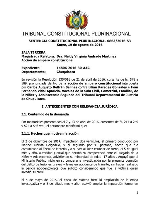 Sentencia constitucional plurinacional 0863/2016-s3